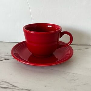 Fiesta Scarlet Red Tea Cup and Saucer